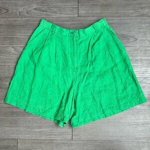 Vintage 90s Linen High Waist Pleated Waist Shorts Harris/Wallace Size M